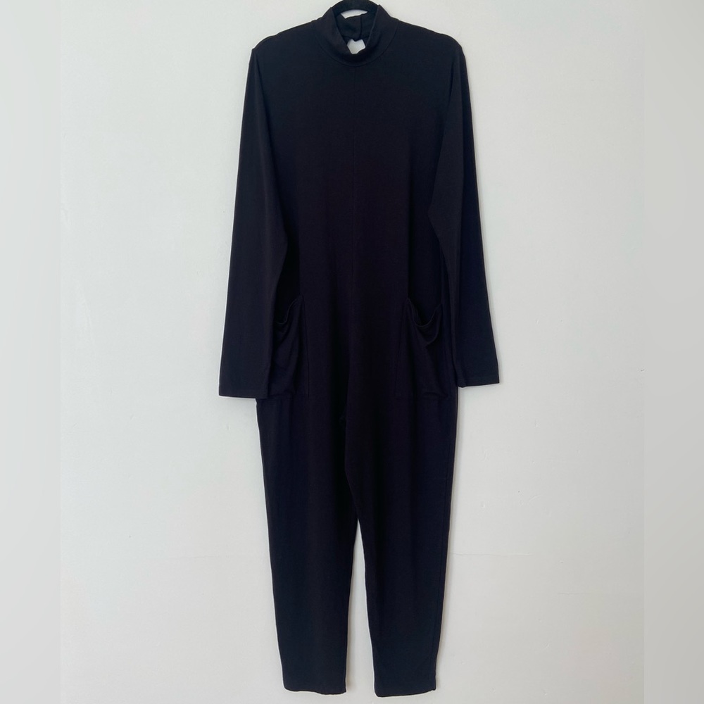 Smash + Tess Audrey Romper Black Bamboo Blend Jumpsuit Large Loungewear Pockets - Picture 6 of 11